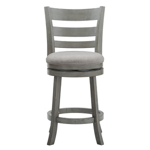 Homelegance Jaxen Ladder Back Swivel Counter Stool Rubberwood for Kitchen Bar Seating Antique Grey / Grey 090GA-24GL