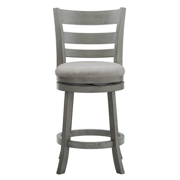 Homelegance Jaxen Ladder Back Swivel Counter Stool Rubberwood for Kitchen Bar Seating Antique Grey / Grey 090GA-24GL