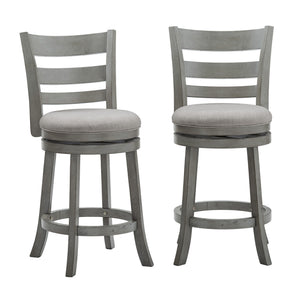 Jaxen Ladder Back Swivel Counter Stool Rubberwood for Kitchen Bar Seating