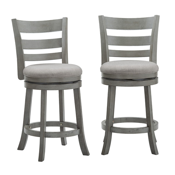 Jaxen Ladder Back Swivel Counter Stool Rubberwood for Kitchen Bar Seating