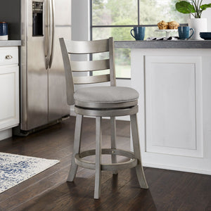 Jaxen Ladder Back Swivel Counter Stool Rubberwood for Kitchen Bar Seating