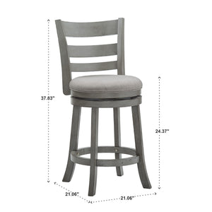 Jaxen Ladder Back Swivel Counter Stool Rubberwood for Kitchen Bar Seating
