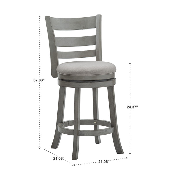 Jaxen Ladder Back Swivel Counter Stool Rubberwood for Kitchen Bar Seating