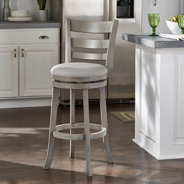 Jaxen Ladder Back Swivel Counter Stool Rubberwood for Kitchen Bar Seating