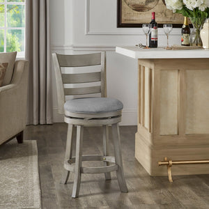 Jaxen Ladder Back Swivel Counter Stool Rubberwood for Kitchen Bar Seating