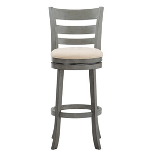 Jaxen Ladder Back Swivel Stool Rubberwood Frame Upholstered Cushion Seat