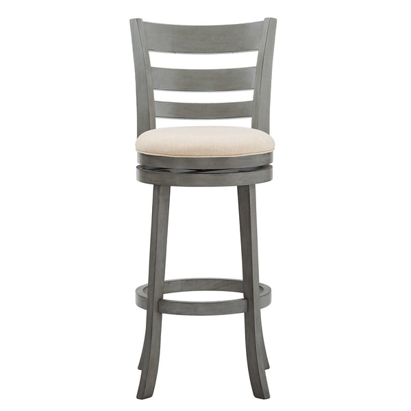 Jaxen Ladder Back Swivel Stool Rubberwood Frame Upholstered Cushion Seat