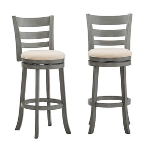 Jaxen Ladder Back Swivel Stool Rubberwood Frame Upholstered Cushion Seat
