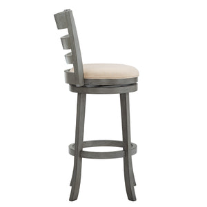 Jaxen Ladder Back Swivel Stool Rubberwood Frame Upholstered Cushion Seat