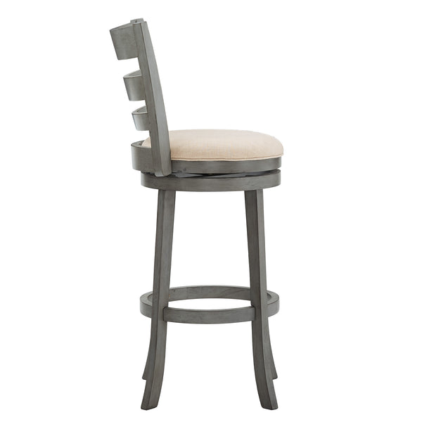 Jaxen Ladder Back Swivel Stool Rubberwood Frame Upholstered Cushion Seat