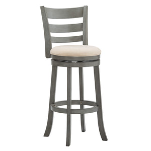 Jaxen Ladder Back Swivel Stool Rubberwood Frame Upholstered Cushion Seat