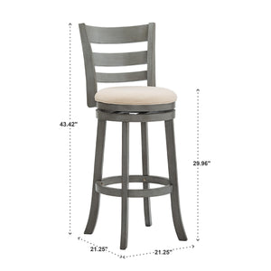 Jaxen Ladder Back Swivel Stool Rubberwood Frame Upholstered Cushion Seat