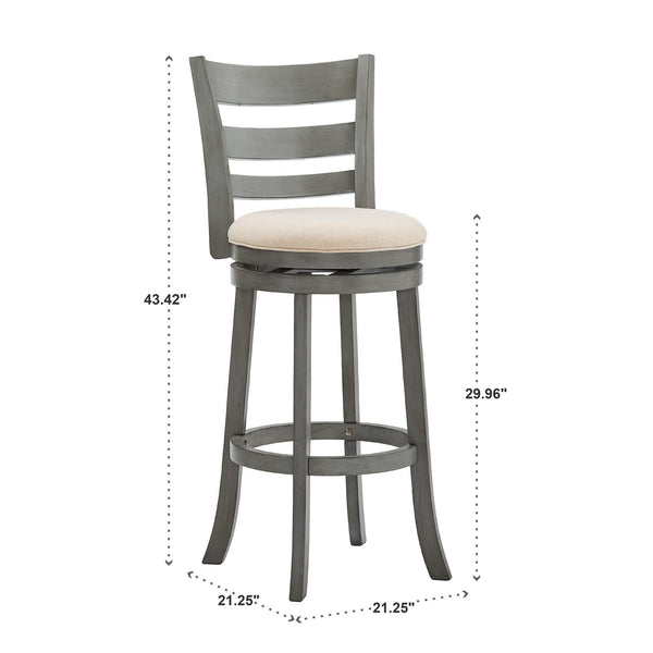 Jaxen Ladder Back Swivel Stool Rubberwood Frame Upholstered Cushion Seat