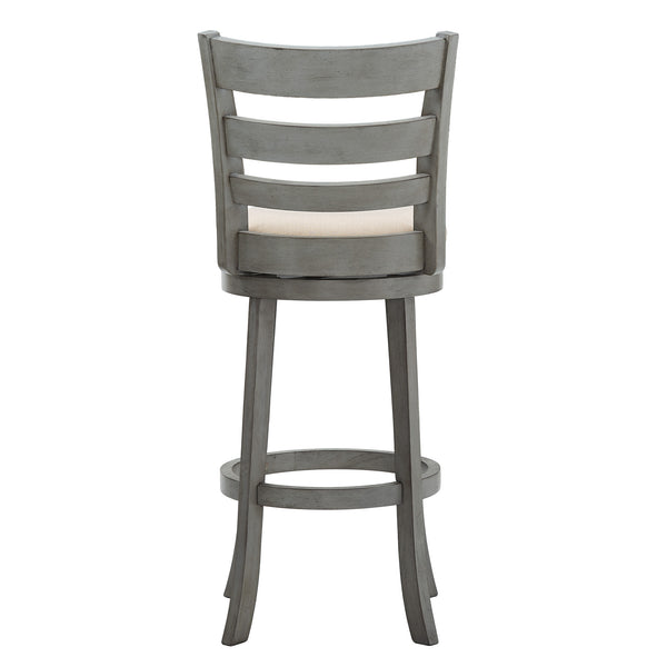Jaxen Ladder Back Swivel Stool Rubberwood Frame Upholstered Cushion Seat