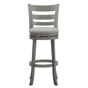 Homelegance Jaxen Ladder Back Swivel Stool Rubberwood Frame Upholstered Cushion Seat Antique Grey / Grey 090GA-29GL