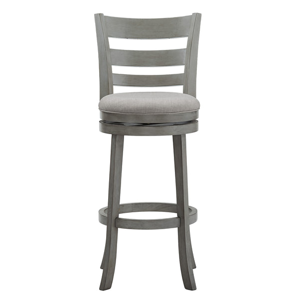 Homelegance Jaxen Ladder Back Swivel Stool Rubberwood Frame Upholstered Cushion Seat Antique Grey / Grey 090GA-29GL