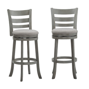 Jaxen Ladder Back Swivel Stool Rubberwood Frame Upholstered Cushion Seat