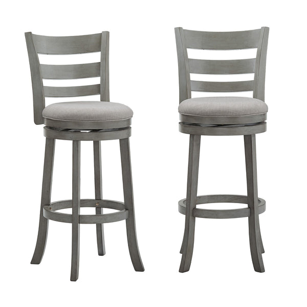 Jaxen Ladder Back Swivel Stool Rubberwood Frame Upholstered Cushion Seat