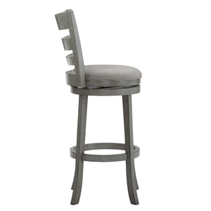 Jaxen Ladder Back Swivel Stool Rubberwood Frame Upholstered Cushion Seat
