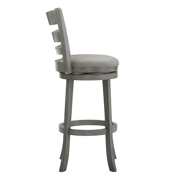 Jaxen Ladder Back Swivel Stool Rubberwood Frame Upholstered Cushion Seat