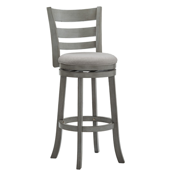 Jaxen Ladder Back Swivel Stool Rubberwood Frame Upholstered Cushion Seat
