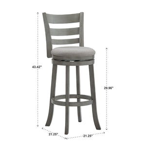 Jaxen Ladder Back Swivel Stool Rubberwood Frame Upholstered Cushion Seat