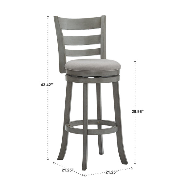 Jaxen Ladder Back Swivel Stool Rubberwood Frame Upholstered Cushion Seat