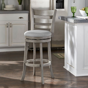 Jaxen Ladder Back Swivel Stool Rubberwood Frame Upholstered Cushion Seat