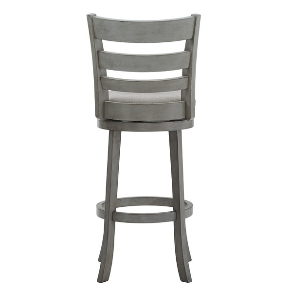 Jaxen Ladder Back Swivel Stool Rubberwood Frame Upholstered Cushion Seat