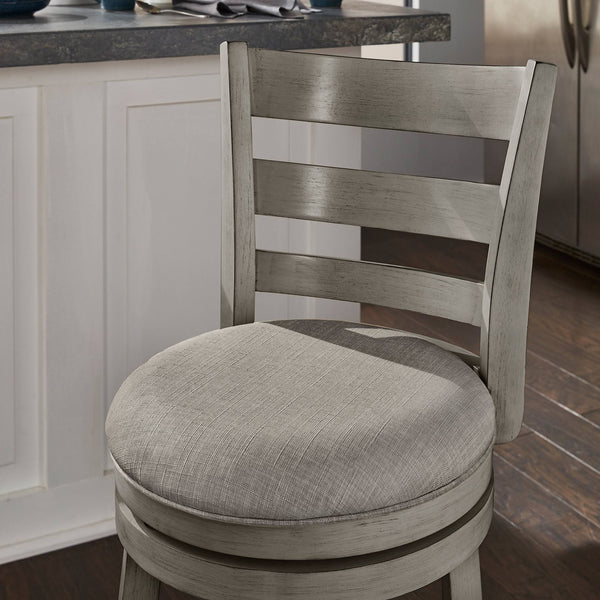 Jaxen Ladder Back Swivel Stool Rubberwood Frame Upholstered Cushion Seat