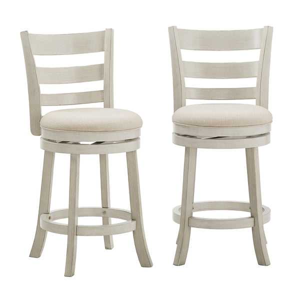 Jaxley Ladder Back Swivel Counter Stool with Cushioned Seat and Rubberwood Frame