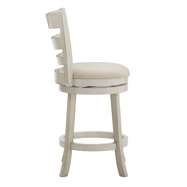 Jaxley Ladder Back Swivel Counter Stool with Cushioned Seat and Rubberwood Frame