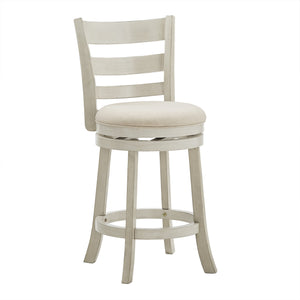 Jaxley Ladder Back Swivel Counter Stool with Cushioned Seat and Rubberwood Frame