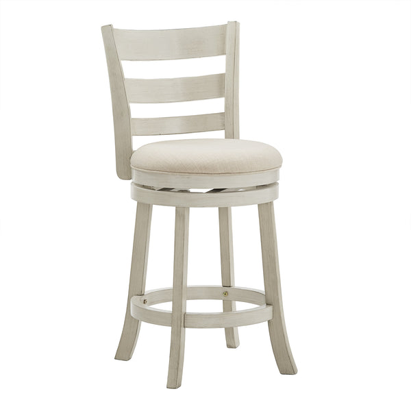 Jaxley Ladder Back Swivel Counter Stool with Cushioned Seat and Rubberwood Frame