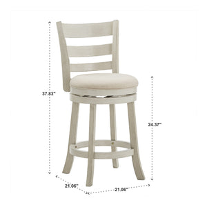 Jaxley Ladder Back Swivel Counter Stool with Cushioned Seat and Rubberwood Frame