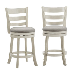 Jaxley Ladder Back Swivel Counter Stool with Cushioned Seat and Rubberwood Frame