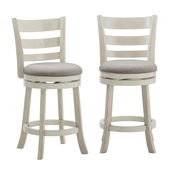 Jaxley Ladder Back Swivel Counter Stool with Cushioned Seat and Rubberwood Frame