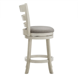 Jaxley Ladder Back Swivel Counter Stool with Cushioned Seat and Rubberwood Frame
