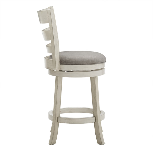 Jaxley Ladder Back Swivel Counter Stool with Cushioned Seat and Rubberwood Frame