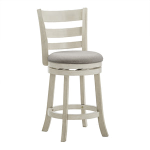 Jaxley Ladder Back Swivel Counter Stool with Cushioned Seat and Rubberwood Frame