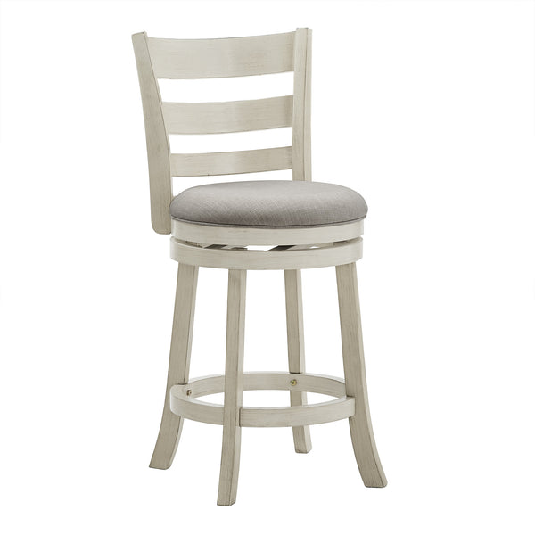 Jaxley Ladder Back Swivel Counter Stool with Cushioned Seat and Rubberwood Frame