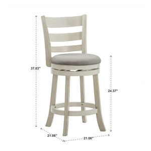 Jaxley Ladder Back Swivel Counter Stool with Cushioned Seat and Rubberwood Frame