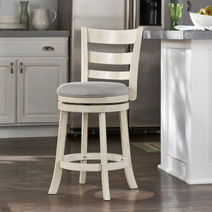 Jaxley Ladder Back Swivel Counter Stool with Cushioned Seat and Rubberwood Frame