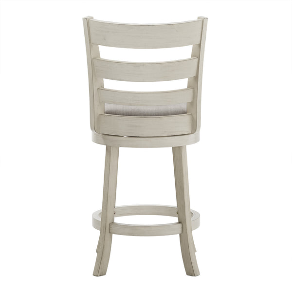 Jaxley Ladder Back Swivel Counter Stool with Cushioned Seat and Rubberwood Frame