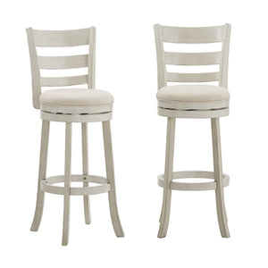 Jaxley Ladder Back Swivel Barstool Solid Rubberwood Cushioned Farmhouse Kitchen Seat
