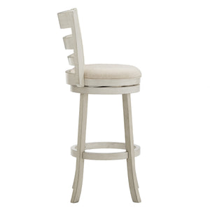 Jaxley Ladder Back Swivel Barstool Solid Rubberwood Cushioned Farmhouse Kitchen Seat