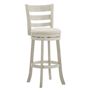 Jaxley Ladder Back Swivel Barstool Solid Rubberwood Cushioned Farmhouse Kitchen Seat