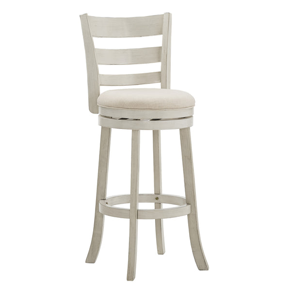 Jaxley Ladder Back Swivel Barstool Solid Rubberwood Cushioned Farmhouse Kitchen Seat