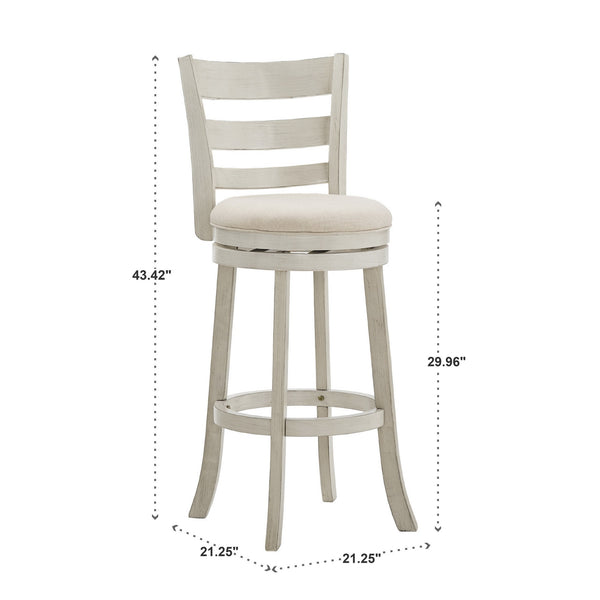 Jaxley Ladder Back Swivel Barstool Solid Rubberwood Cushioned Farmhouse Kitchen Seat