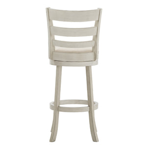 Jaxley Ladder Back Swivel Barstool Solid Rubberwood Cushioned Farmhouse Kitchen Seat